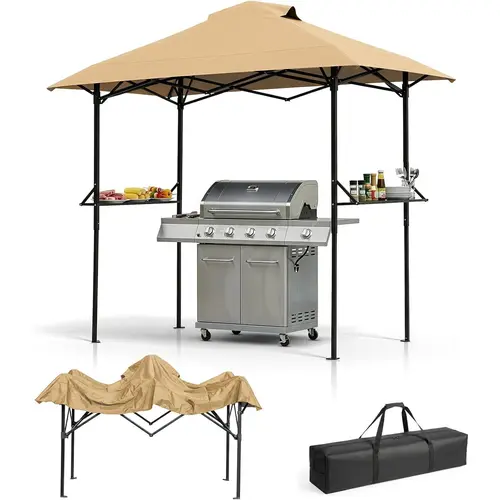 Grill Canopy for Outdoor BBQ, 80 * 40in Portable Canopy Tent with BBQ Shelf, Carry Bag and Ventilation Opening for Patio Garden Events Picnic Grilling,home essentials