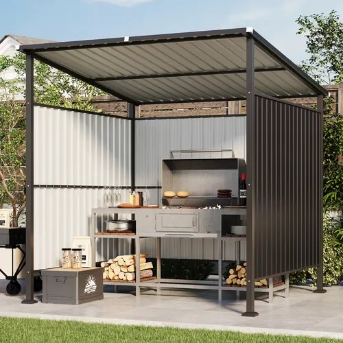 Aoxun 6x6FT Sturdy Metal Frame Grill Gazebo - All Weather Outdoor BBQ Shelter Canopy, Backyard Canopy for Patios, Decks, Home Improvement Garden Buildings