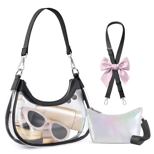 Women's Stadium-Approved PVC Crossbody Bag - Over the Shoulder Zipper Bag with Wallet for Concerts, Sports Events, Accessories for Women, Over The Shoulder Bag