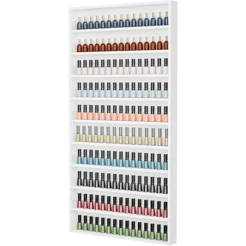 Acrylic 10-Tier Nail Polish Organiser - Wall-Mounted Minimalist Vanity Rack, 22in Cabinet Storage Display Shelves Holder,dorm essentials,home decor