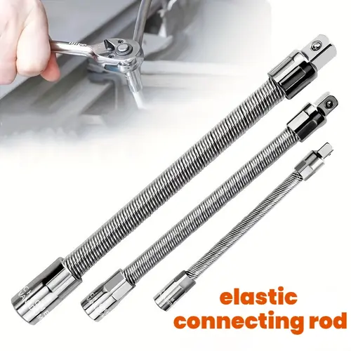 3 Pcs Flexible Socket Extension Bar Set 1/4 3/8 1/2 Inch Drive Anti-Slip Extender for Automotive Mechanic DIY Construction Motorcycle Repair 2026 Upgraded Flexible Extension Tool Kit-YY0