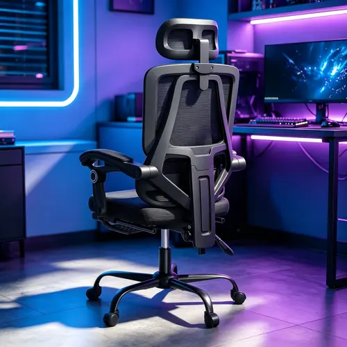 Mr IRONSTONE Ergonomic Office Gaming Chair with Footrest & Adjustable Lumbar Support, High Back Home Desk Chair, 90-135° Tilt Lock and Wide Cushion, Big and Tall Mesh Chairs for Man Woman, Black Task Chair, 400lbs Capacity