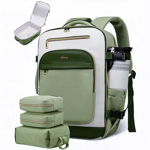 Lefame 40L Water-Resistant Adults' Backpack for Laptop - TSA-Friendly 180-Degree Wide-Open Carry On Luggage, 15.6-Inch Padded Compartment, Rain-Splash Guard, 3 Packing Cubes, Campus Commute Gym Ready