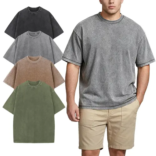 Gihuo Big and Tall T Shirts for Men Acid Wash Oversized T-Shirts Plus Size Vintage Summer Cotton Tees
