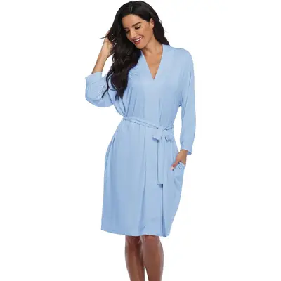 Women's Robes Lightweight Kimono Robes Knit Bathrobes Soft Sleepwear LoungewearGift