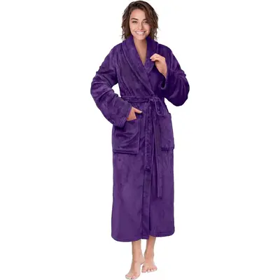 Womens Robe Fleece Plush Soft, Fluffy Fuzzy Cozy Warm Bathrobe, Shower Spa House Long Robe for WomenGift