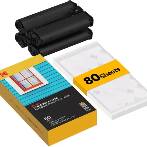 KODAK Dock Plus & Dock Photo Printer Cartridge PHC-80 – Cartridge Refill & Photo Paper- 80 Pack