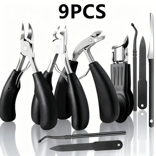 9PCS Professional Nail Clipper Set – Heavy Duty Ingrown Toenail Care Kit for Thick Nails, Precision Pedicure & Manicure Tools with Cuticle Nipper & Nail File for Men, Women & Seniors