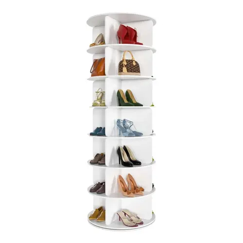 360° Rotating 7-Tiers Organizer Shoe Rack, Fits 28 Pairs of Shoes, Spinning and Revolving 360 Shoe Rack Storage Round Carousel, for Entryway Living Room Hallway Footwear Organization