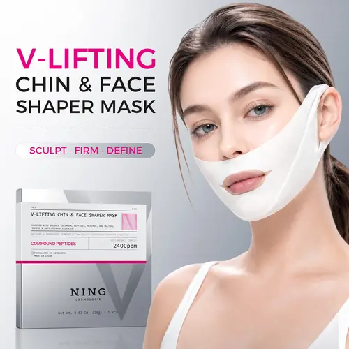 V-Lifting Face Mask, 30-Min Chin Lifting & Jawline Shaper Hydrogel Mask with Dual Ear Loops| 2400ppm Peptides, Collagen & Retinol, Firming Lower Face Care|chin lifting mask#tiktok shop back to school