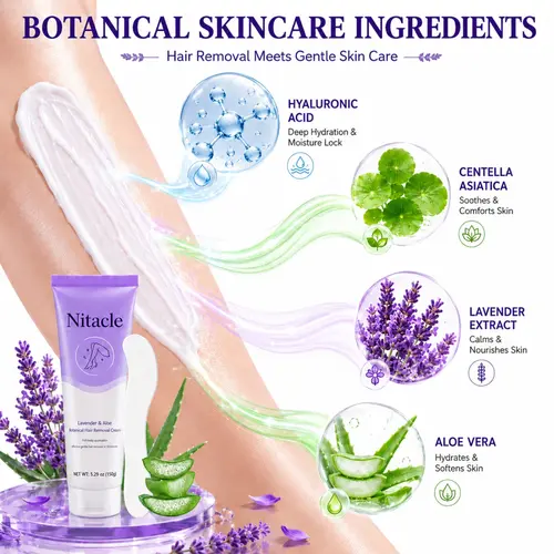 Nitacle  150ml  Hair RemovalCream for Women & Men - Underarm &Bikini Area - Smooth Skin in 5-10 Minutes- Painless Formula for Sensitive Skin - NoRazor Bumps-Sensitive Skin Friendly /Fast Shipping Skin Soothing Body Care Hairremoval Hairremovalcream Aloe G