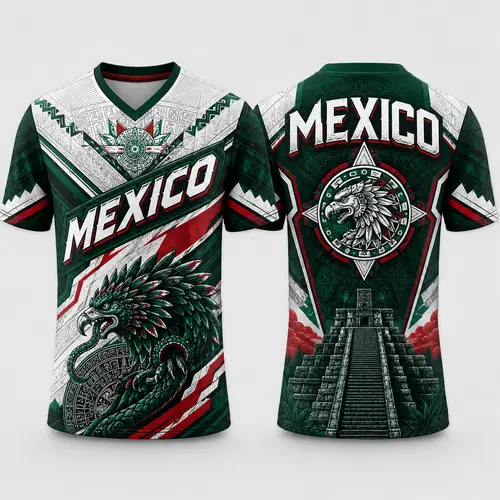 Unisex Aztec Eagle All Over Print Jersey, Lightweight Deep V Neck Athletic Streetwear in Polyester Mesh, Mexico Jersey, Breathable Fabric, Front/Back Print, V-Neck Cut, Cultural Look, Eagle Artwork tiktokshopbacktoschool, S, 2Xl, Breathable Workout Top, F