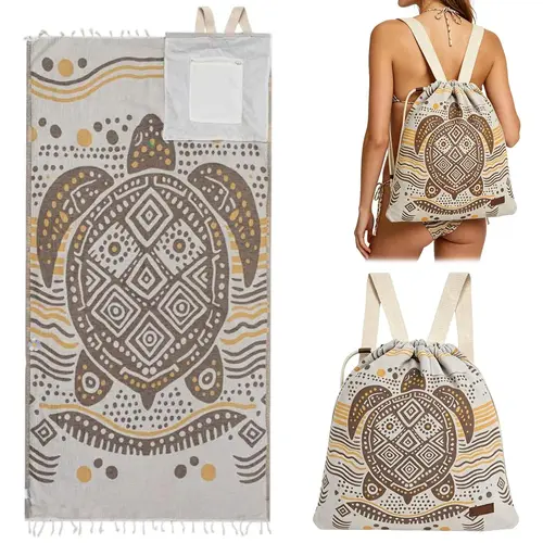 2026 New 2-in-1 Convertible Backpack Beach Towel, Oversized Microfiber Sand-Free Lightweight Quick-Dry Blanket with Inner Zip Pocket for Travel (Ideal Mother's Day Gift)