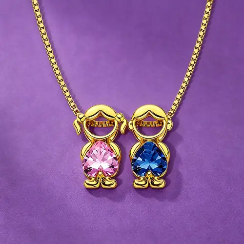 AS369 Children Birthstone Necklace Boy & Girl Charm Necklace New Mom Gift Necklace with Kids, Gift for Grandma, Family Birthstones