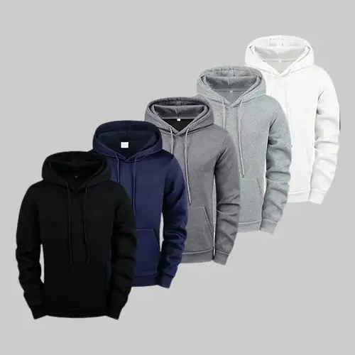 Men’s Cozy Fleece Plain Hoodie - Heavy Pullover with Drawstring, Kangaroo Pocket for Phone, Sport-Ready Warm Design - Ideal for Casual Wear & Sports (Casual Hoodies & Sweatshirts)
