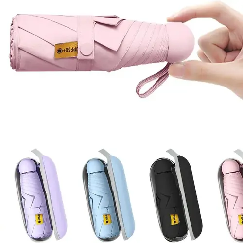 Mini Travel Umbrella with Case, Compact UV Protection Windproof Pocket Umbrella