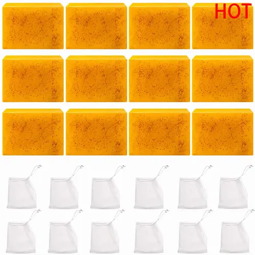 3 Soap Bars Lemon Turmeric Kojic Acid Brightening Bar Soap - Face & Body Cleansing, Fresh Citrus Scent, Long-Lasting Moisturizing Body Care for Women