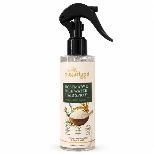 Rosemary & Rice Water Hair Spray 200ml - Lightweight Natural Hair Daily Haircare Mist, Hydrating Leave-In Treatment for All Types to Refresh, Hydrate Dry Strands, Add Shine, Reduce Breakage, Control Frizz