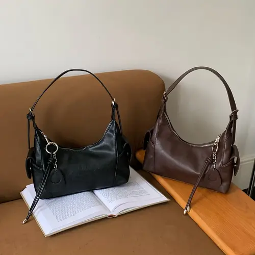 Korean Retro Underarm Bag for Women, 2026 New Fashion High-End Handbag, Motorcycle Crossbody Shoulder Bag, Fashionable Casual Bag, Commuter Bag