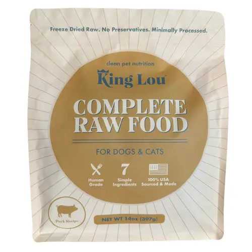 King Lou Complete Food- Pork for Dogs & Cats, 100% USA, Human Grade, Freeze Dried Raw, AAFCO Approved Complete & Balanced, No Synthetic Vitamins