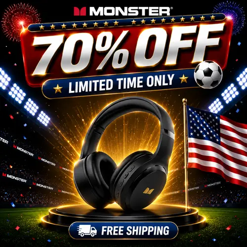 MONSTER Noise Cancelling Headphones, Bluetooth 6.0Wireless Over-Ear Headphones, Long Playtime, Deep Bass HiFi Sound, Comfortable Foldable Design, Built-in Mic, Compatible with iPhone, Android, Laptop & PC for Home Office Calls-TikTokShopBackToSchool, Audi