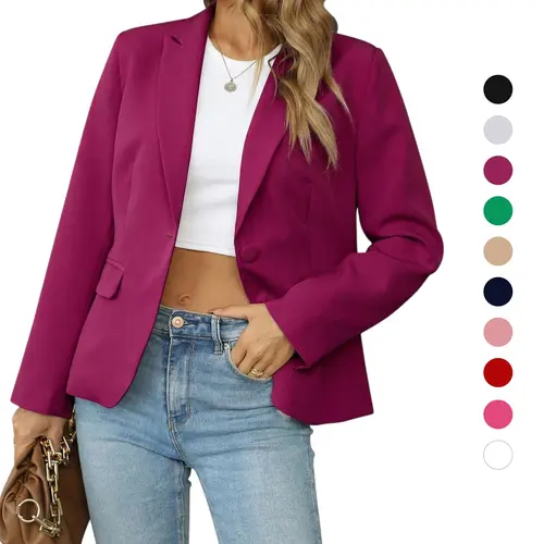 Women's Blazer Suit Jacket, Stylish Slim Fit with Long Sleeves and Single Button Lapel for Casual Office Work Clothes, Longsleeves, Women's Clothes, Stylish Women's Wear,back to school,back to school shopping