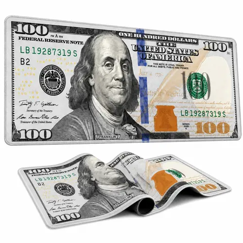 AISOON $100 Bill Design Large Gaming Mouse Pad - 31.5"x11.8" Waterproof PU Leather, Non-Slip Stitched-Edge Desk Protector, PC Office Accessories, Dorm Room Gamer Stuff with Bold Print, Unique Look
