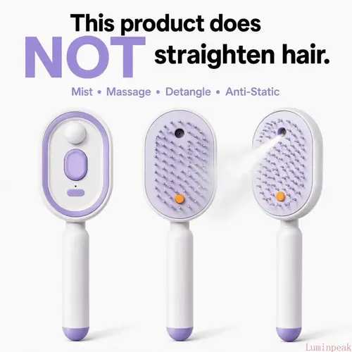 Electric Air Cushion Massage Comb With Auto Cleaning Spray, Anti Static Design For Dry And Frizzy Hair, Realizes Scalp Massage, Hair Smoothing And Volumizing Effects(Essential Oils Not Included)