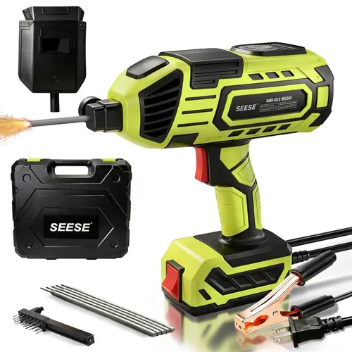 SEESE Handheld Portable Stick Welder, 20-200A, 110V Plug-in Powered (Not Battery Operated) Handheld Welder with IGBT Inverter, 5 Variable Current Adjustment, ARC Welder Gun, Fits for 1/16"-1/18" Wire Rods (Green)