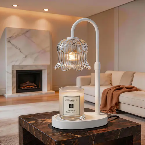 Modern Metal Flower-Shaped Candle Heating Light - Wardrobe & Room Decor, Timer, Dimmable Brightness Adjustment, Flame-Free Safety, Sweet Casual Couple Home Accessory for Home Decoration & Relaxation, TikTok Shop Seasonal Celebration Item