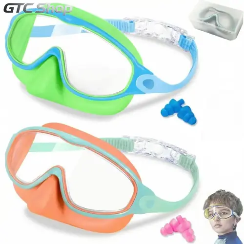 2-Pack Swim Goggles with Nose Cover, Anti-Fog Lens, UV-Resistant UV-Safe Swim Glasses, Large-View Pool Swimming Goggles for Ages 3-15, Comfortable Eyewear for Summer Water Activities