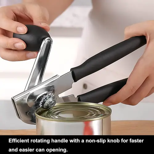 Manual Can Opener with Soft Handles, Heavy Duty Commercial Can Opener with Easy-Turn Crank, Rubber-Coated Long Handles for Seniors, Restaurant Kitchen Can Opener,home essentials