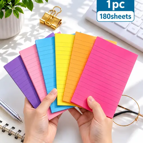 [Free Gift With Purchase] Colorful Lined Sticky Notes Combo Pack (2-Packs Combo: 1 Large, 1 Small, 100 Sheets Total) - Compact and Easy to Carry, Portable, Use and Easy to Use Office Stationery for Office Workers, Back to School