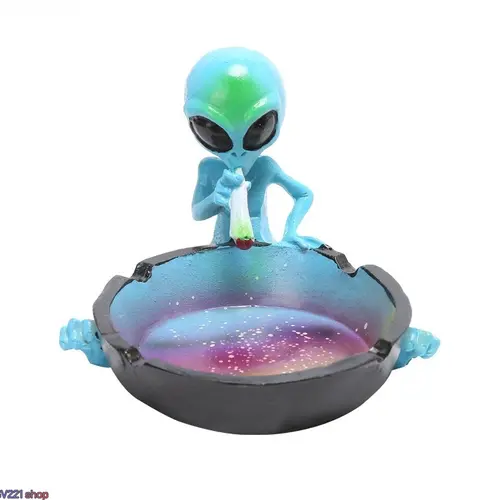 Whimsical Alien Resin Ashtray and Trinket Dish, Sci-Fi Figurine with Wide Bowl for Unique Home & Office Decor, Smooth