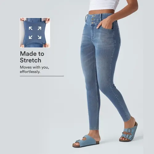 Halara Flex™ High Waisted Zipper Pockets Casual Skinny Jeans