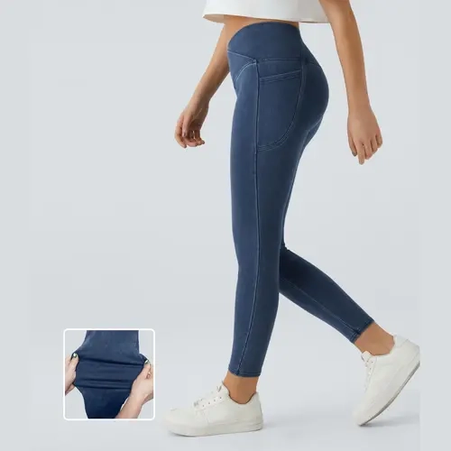 Halara Flex™ Crossover Pocket Washed Denim Work Leggings