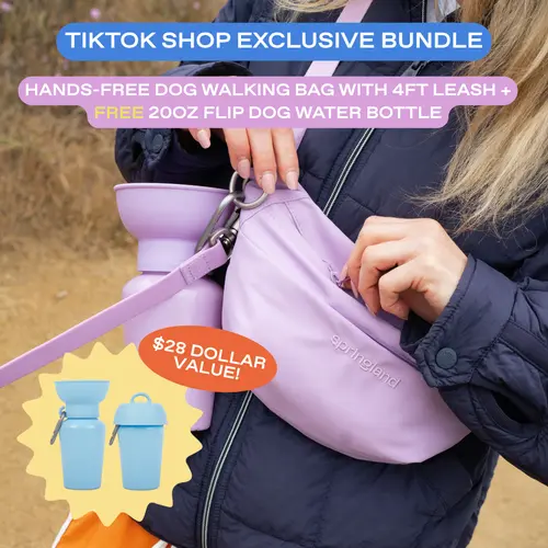 TikTok Exclusive: Hands-Free Dog Walking Bag with 4ft Leash + FREE 20oz Flip Dog Water Bottle