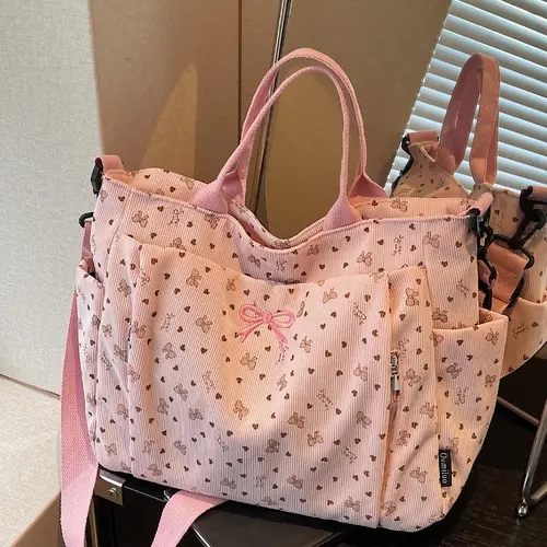 Elegant Fashion Large Capacity Bow Heart Design Tote Bag, Handheld Shoulder Crossbody, Perfect for Daily Outing, Date, Dinner, Everyday Bags