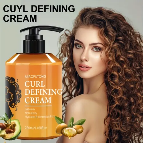 280ml Curl Defining Gel Cream - Daily Haircare Moisturizer for Wavy-Curly Hair, Lightweight Leave-In Styling Product to Smooth Frizz, Hydrate Dry Hair, Reduce Static, Add Soft Bounce,back to school