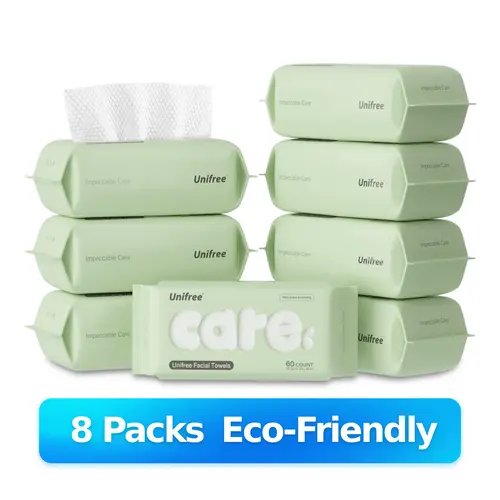 [S] Unifree Biodegradable Disposable Face Towels Pack, Soft Thick Soft Facial Tissues, Biodegradable for Eco Care, Single-Use Towelettes for Home Bathroom Hand & Facial Drying Simple Use, TikTokShopBackToSchool