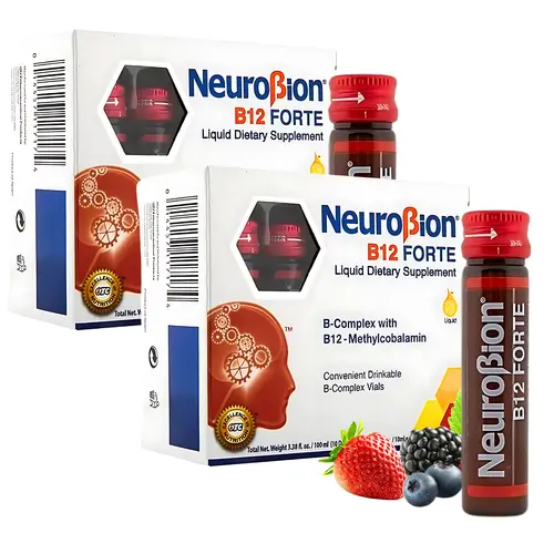 Neurobion B12 Forte 2-Unit Pack, 10-Vial Liquid B12 Complex Vitamins Supplements with B12+B6 for Energy Balance & Metabolism Support
