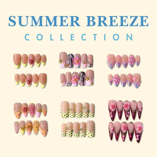 NailPhoria SUMMER SALE COLLECTION - SUMMER Handmade Press-On Nails | Reusable, Salon-Quality, Long-Lasting, Glossy Design