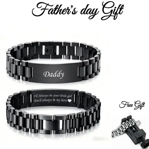 VNOX Masculine Watch Band Stainless Steel Link Bracelet Personalized Jewelry Gift for Men DAD Father Husband Boyfriend