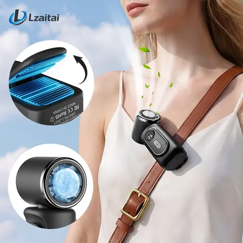 Wireless Mini Clip-On Battery Powered Fan - 5-Speed, 3000mAh Battery, Thermoelectric Contact Plate, USB Port, for Travel, Strollers, Beat the Heat, Mini Useful Items