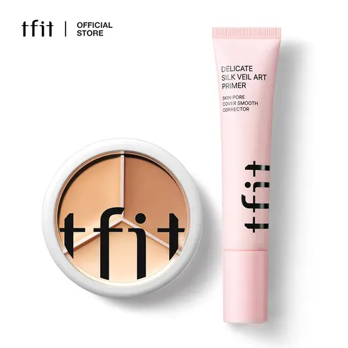 [TFIT OFFICIAL] Soft Blur Concealer 15g - Full Coverage, Smoothing Pore-Blending, 3-Color Corrector/Delicate Silk Veil Art Primer/Hydrate Vanish Art Primer (Sold Separately), Highlighter for Acne Marks, All Skin Types, Flawless Daily Beauty Products Gift,