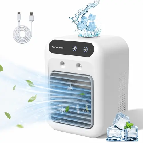 【Summer Survivals】BougeRV 3-in-1 Portable Air Cooler – Rechargeable Misting Fan with Powerful Wind, 2 Mist Speeds , 500ml Large Water Tank, Mini Personal Cooling Fan for Office, Bedroom, Kitchen, Camping Beach Outdoor Activities
