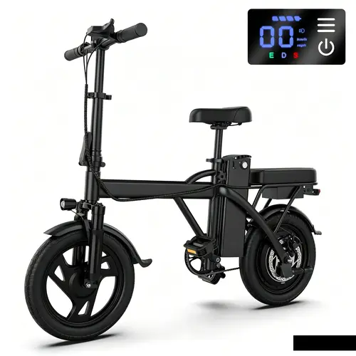 Adult Collapsible Commuter E-Bike - 2-Seat Design, 500W Brushless Motor, 22 MPH Max Speed, Up to 40 Mi Range, Removable Anti-Theft Battery, Disc Brake, Extra Cargo Space, Included Charger, Integrated Lighting, TikTok Shop Back to School, 20 Mph Max dual