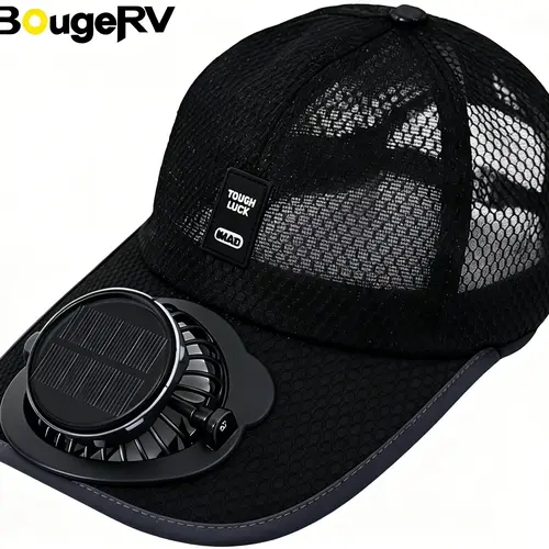 【SUMMER SALE】BougeRV Breathable Solar Fan Hat with UV Protection, USB Rechargeable Cooling Cap for Fishing, Camping, Hiking & Outdoor Activities,back to school,back to school haul