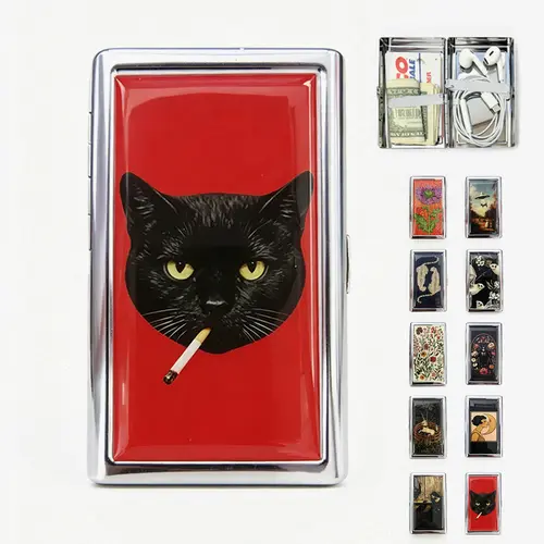 Vintage Art Deco Versatile Card & Cash Case, Vintage-Style Metal Wallet for Credit Cards, Easy Snap Closure