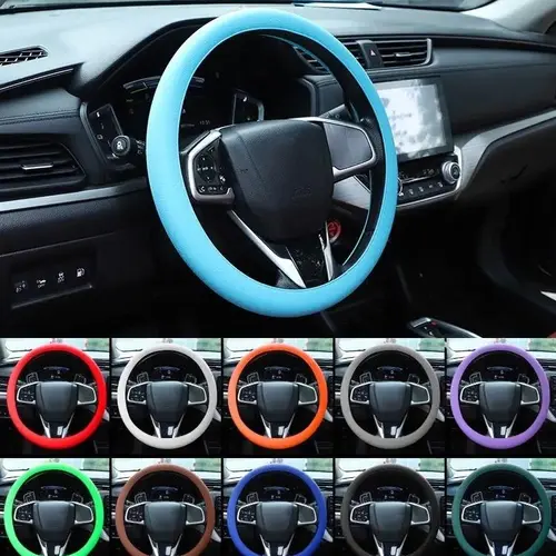 Silicone Steering Wheel Cover, Car Accessories for Most Cars, Anti-Slip Sweat-Absorbent Wear-Resistant Ultra-Thin Ice-Cold Odorless Easy Install Steering Wheel Cover with Various Color Options